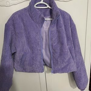 light purple croped puffer jacket